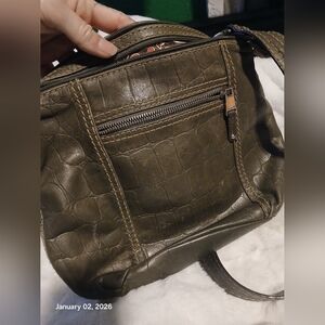 Tignanello Olive Green Croc-Embossed Bag Genuine Leather